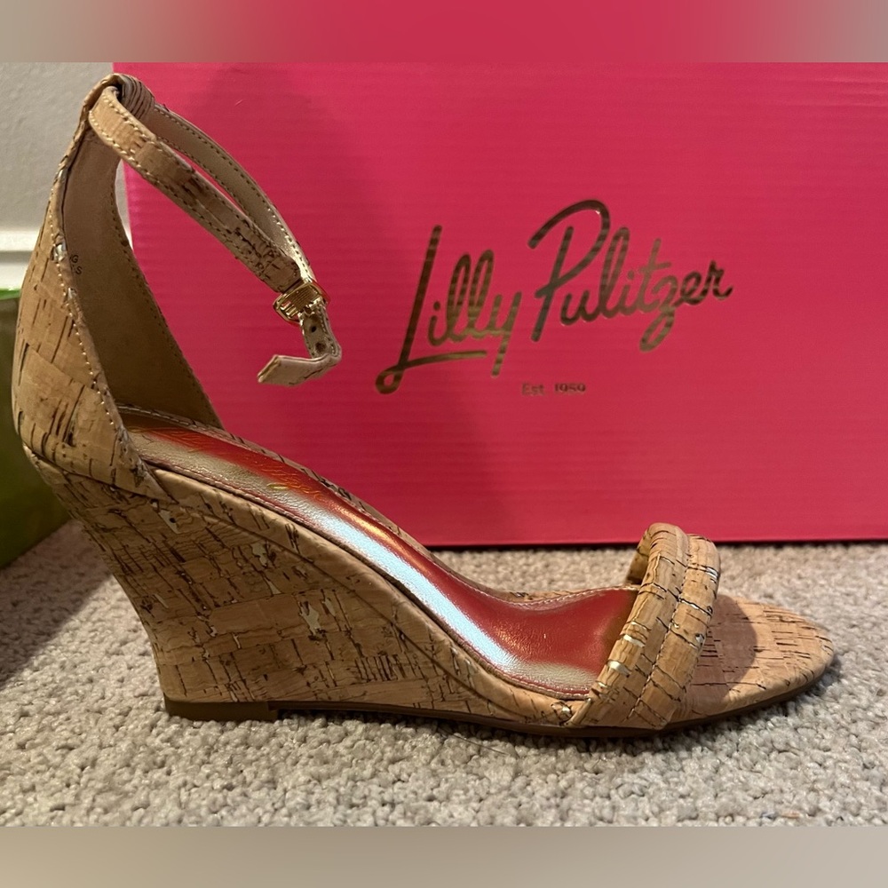 Lilly Pulitzer Jenna Cork Wedge NEW Sz 6